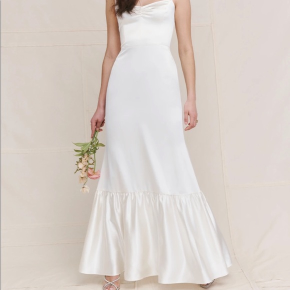 Reformation Venetia Bridal 100% Silk Dress in Ivory NWT - Picture 1 of 10
